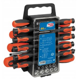 SUPER-EGO Schraubendreher, Steckschlüssel, Halter & Bits - 44er Set